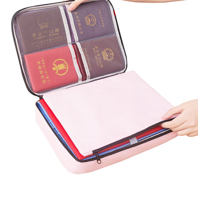 Map Duurzaam Waterdicht Reizen ID Card Paspoort Opbergtas Document File Organizer Rits Pouch UK: Roze