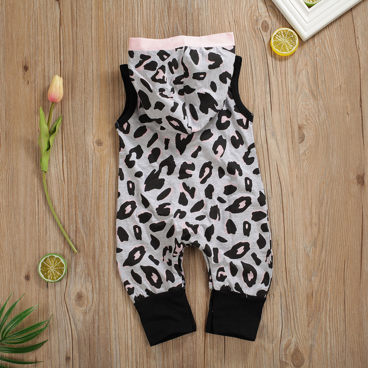 Pudcoco Nette Leopard Print Romper Neugeborenen Baby Mädchen Kleidung Mit Kapuze Strampler Ärmelloses Sommer Jumper Overall Casual Outfits