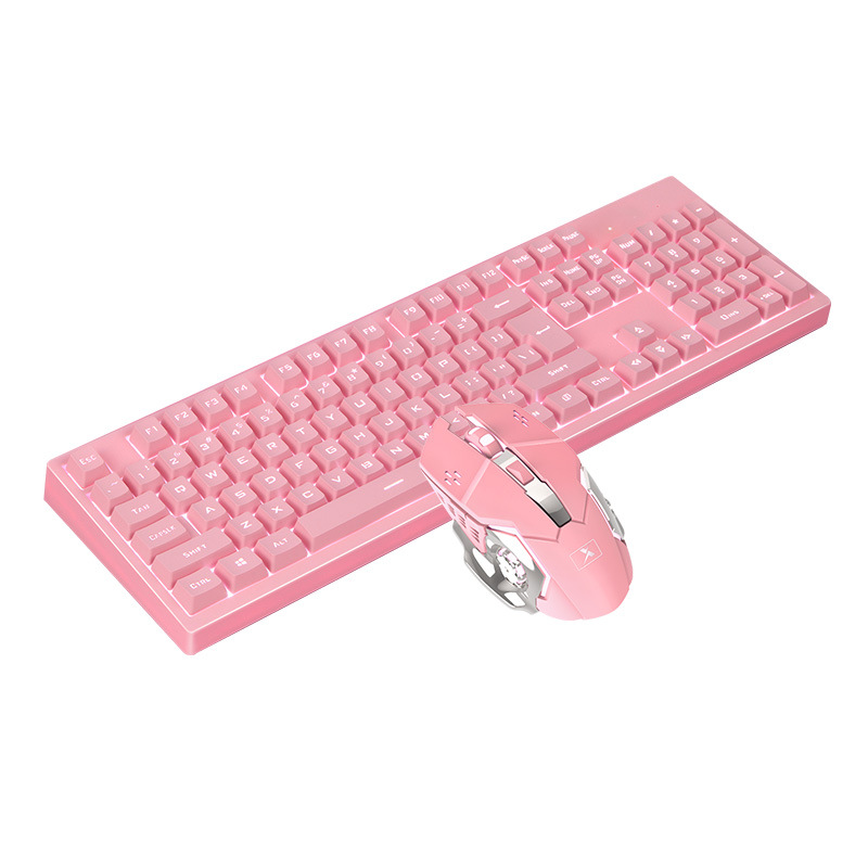 Frauen 2,4 GHz Drahtlose Rosa Tastatur und Maus einstellen für Gamer Notizbuch PC Tastatur Weiß hinterleuchtet und 2400DPI kabellos maus