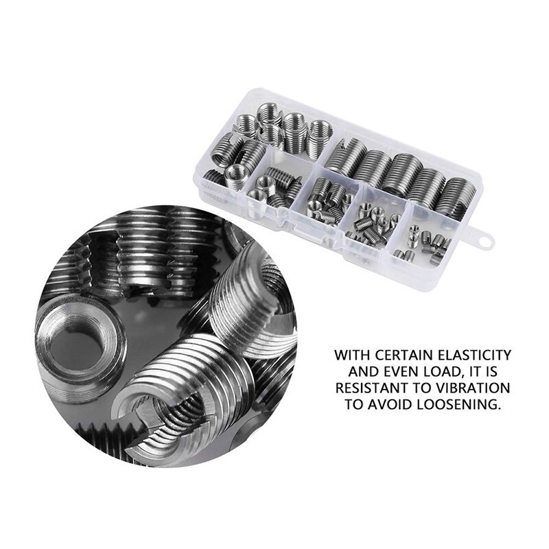 Inserti Filettati In Acciaio Inox 304 2D - Set Metrici M2, M2.5, M3, M4, M6, M7 Per Riparazione Filetti In Bici, Motori E Alluminio, Ricarica Filetti