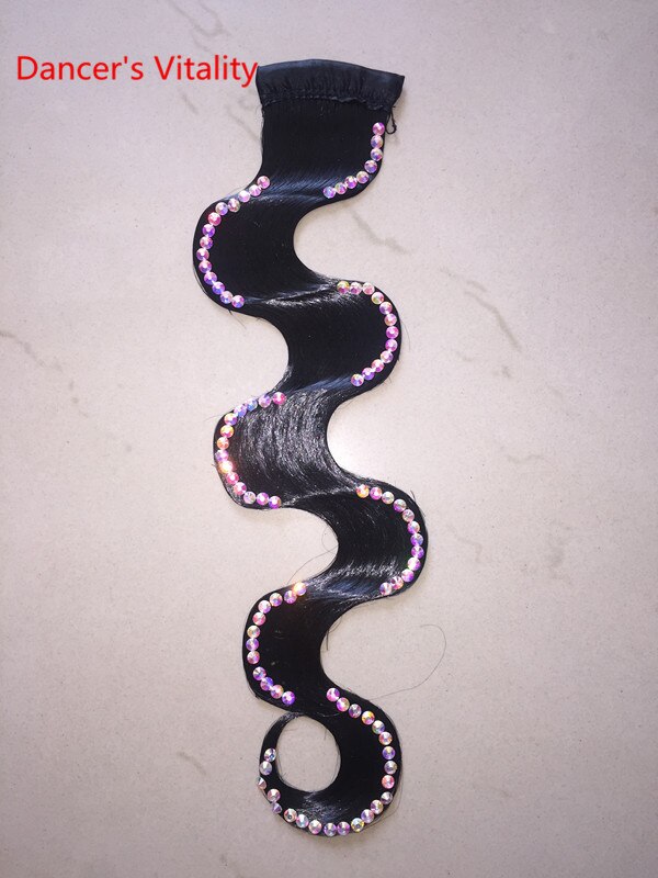 Ballroom Dance Headwear Belly Dance Headdress Diamond Wavy Wigs Women Latin Dancing Performance Hair ornament Accessories