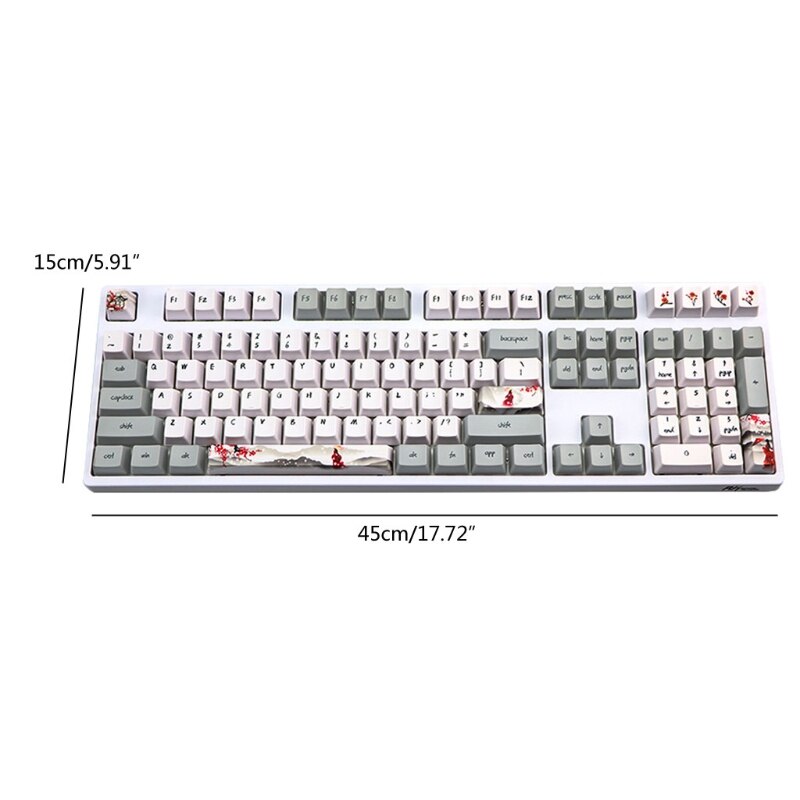 Plum Blossom Keycap Set - 108 Keys - PBT Five-Sided Dye-Subbed - OEM Profile for DIY Mechanical Keyboard