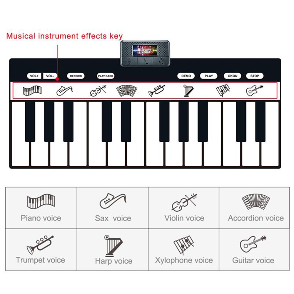 180*72Cm/70.86 * 28.34in Elektronische Musical Mat Tapijten Toetsenbord Piano Speelmat Muziekinstrument Educatief Speelgoed voor Kids