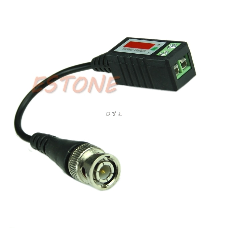 2pc BNC Connector Coaxial Cable Adapter CCTV Camera Passive Video Balun