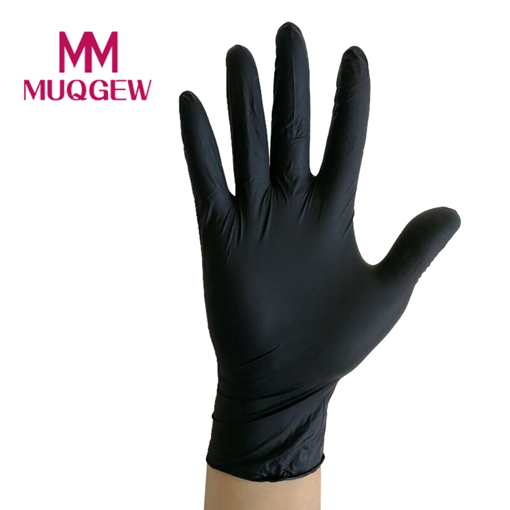 Guantes de látex desechables de nitrilo para limpieza del hogar, manoplas de goma para comida, mano izquierda y derecha, color negro, 24H, 100 Uds.