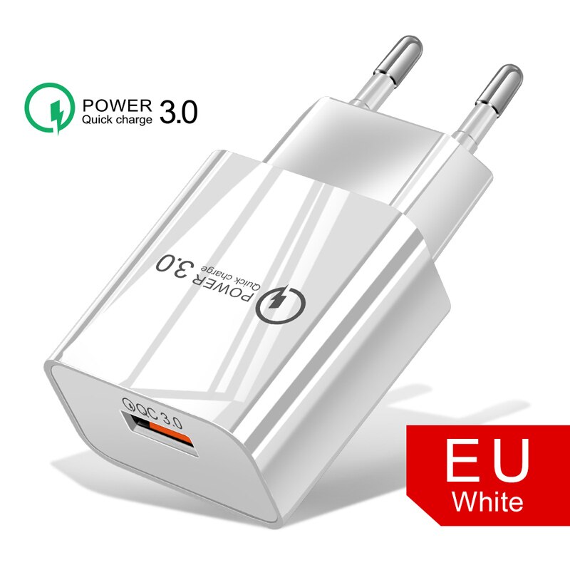 QC 3.0 Fast Travel Charger Micro USB Cable For Samsung S5 S6 S7 Edge A10 M10 M20 OPPO A5 A9 A7 A1 A1K Phone Charger Cables: EU White Charger