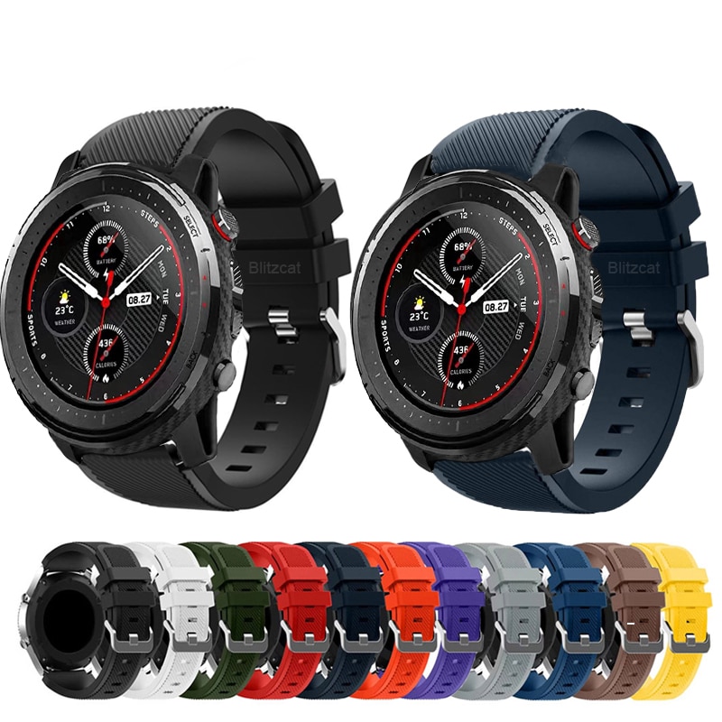 Wrist Strap for xiaomi huami Amazfit Stratos 3 2 2S strap Silicone band With Buckle Sports Belt for xiaomi huami amazfit3