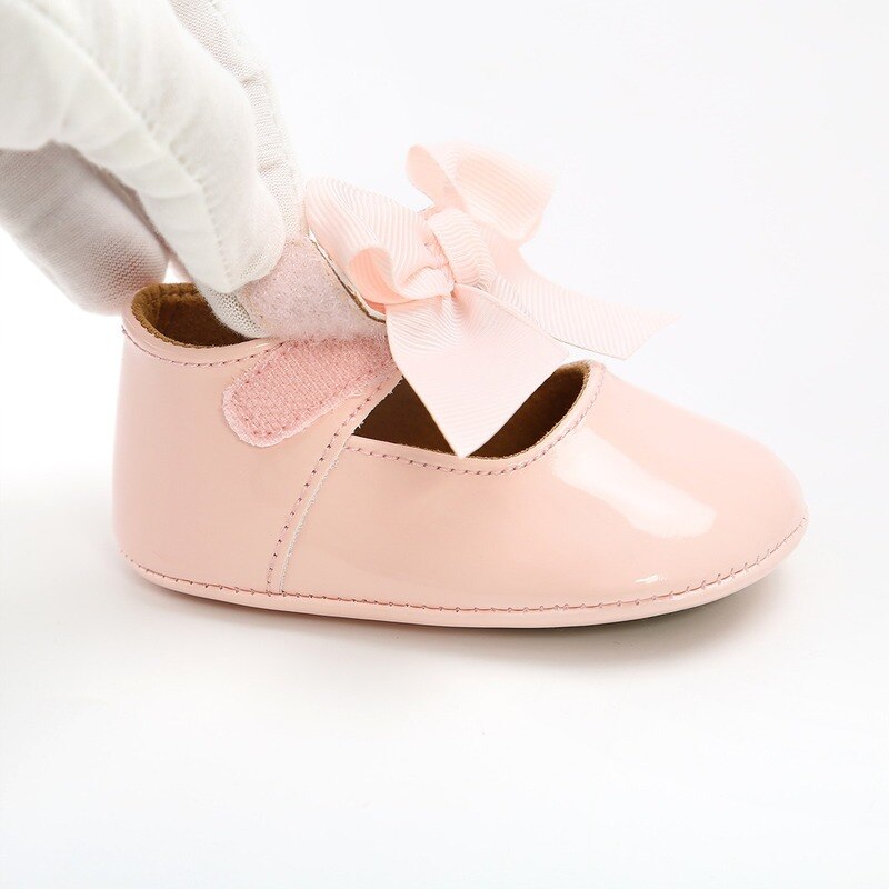 Heldere Leer Boog Baby Schoenen Voor Meisjes Mocassin Peuters Soft Sole Antislip Princess Schoenen Infant Wandelen Schoen Eerste Wandelaars