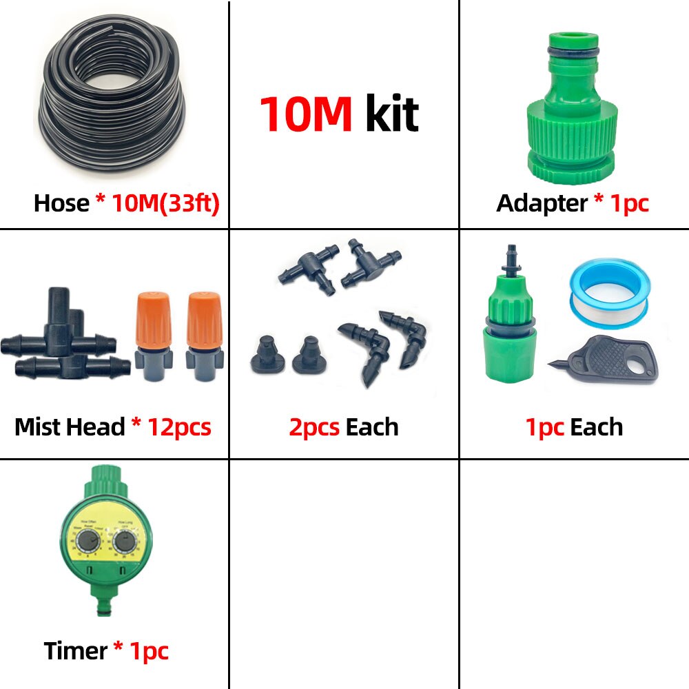 10M Smart Garden Watering System Plant Watering System Misting Misting Drip Irrigation System Cooling Self Watering 4/7mm: 10m kit Timer