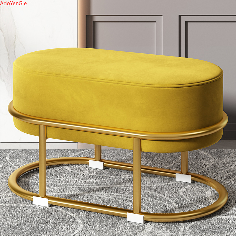 Nordic Metal Step Stool Modern Living Room Decorative Makeup Rectangle Bathroom Foot Stool Pedicure Tabouret Patio chair