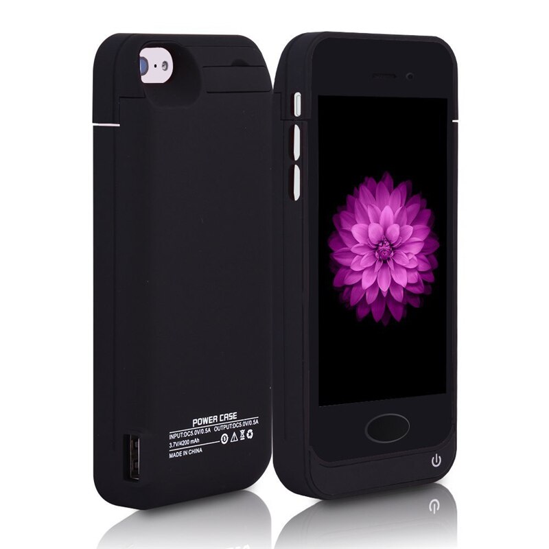 Battery Charger Case for iPhone 5 5S SE 4200mAh External Battery Pack Mobile Phone Cover Ultra Backup Power Bank Charging Case