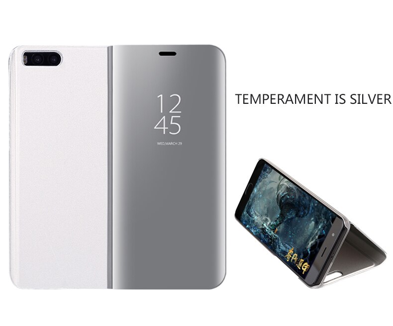 Voor oppo realme 6 pro hoesje luxe spiegel flip standaard smart view coque voor oppo reno 3 5g hoesje schokbestendige standaard beschermhoes: Voor oppo reno 3 5g / Zilver