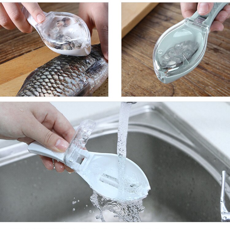 Fiskerenseværktøj med låg køkkenredskab fiskevægte kan hænges med manuel skraber let at rengøre plastik køkkenudstyr