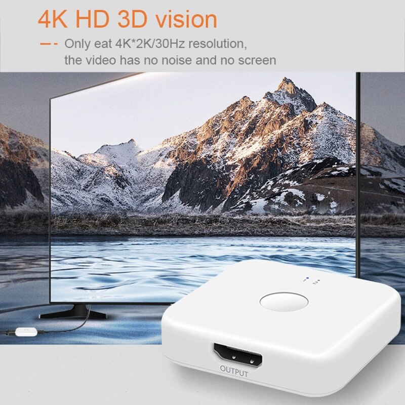 Interruptor A9LC 2x1 compatible con HDMI 4K 30HZ HDMI1.4 Splitter bidireccional Switcher Box Type C conector 2 en 1 Out / 1 in 2 Out