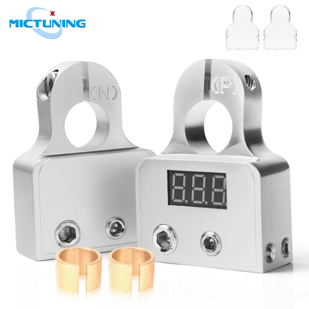 MICTUNING Car Battery Terminal Connectors Strong Versatility DC12V-24V Voltmeter 0 4 8 Gauge AWG Positive Negative Battery Clamp