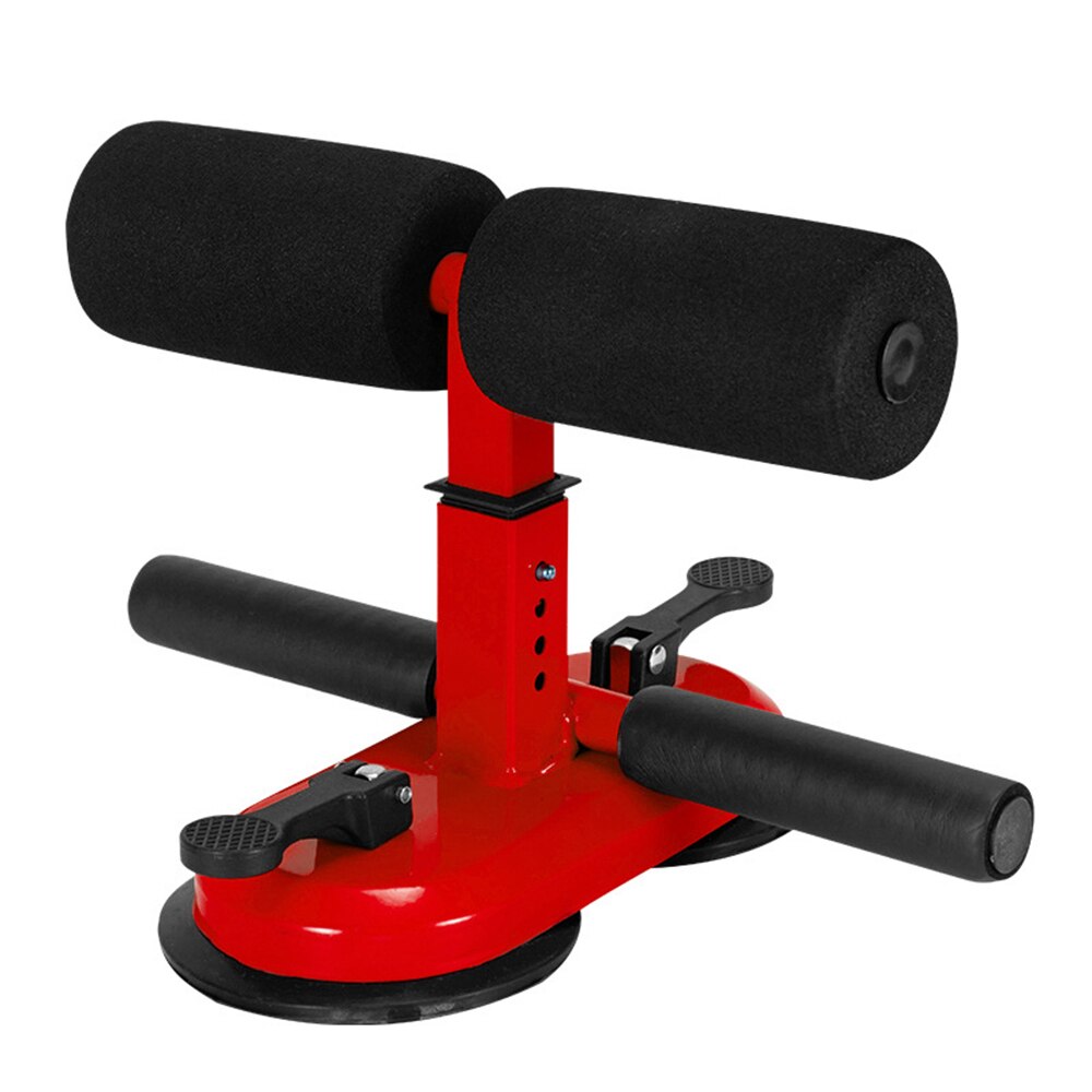 Bærbar sit up bar med dobbelte sugekopper push up træner med 4 justerbare højder til muskeltræningsudstyr: Rød