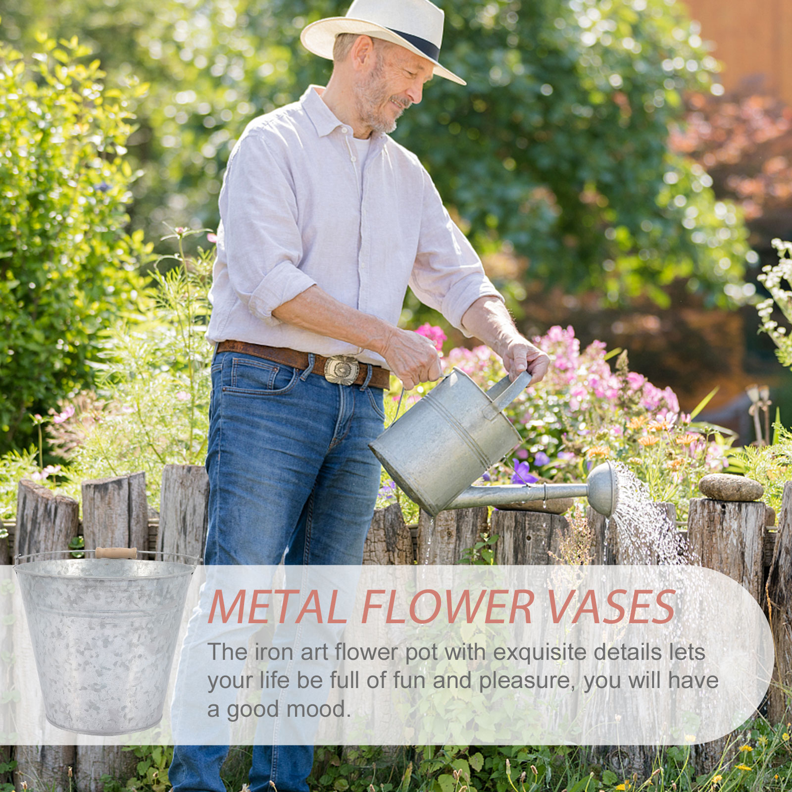 Stainless Steel Bucket Utility Pail Galvanized Containers Tin Buckets for Party Flower Bed Flowerpot