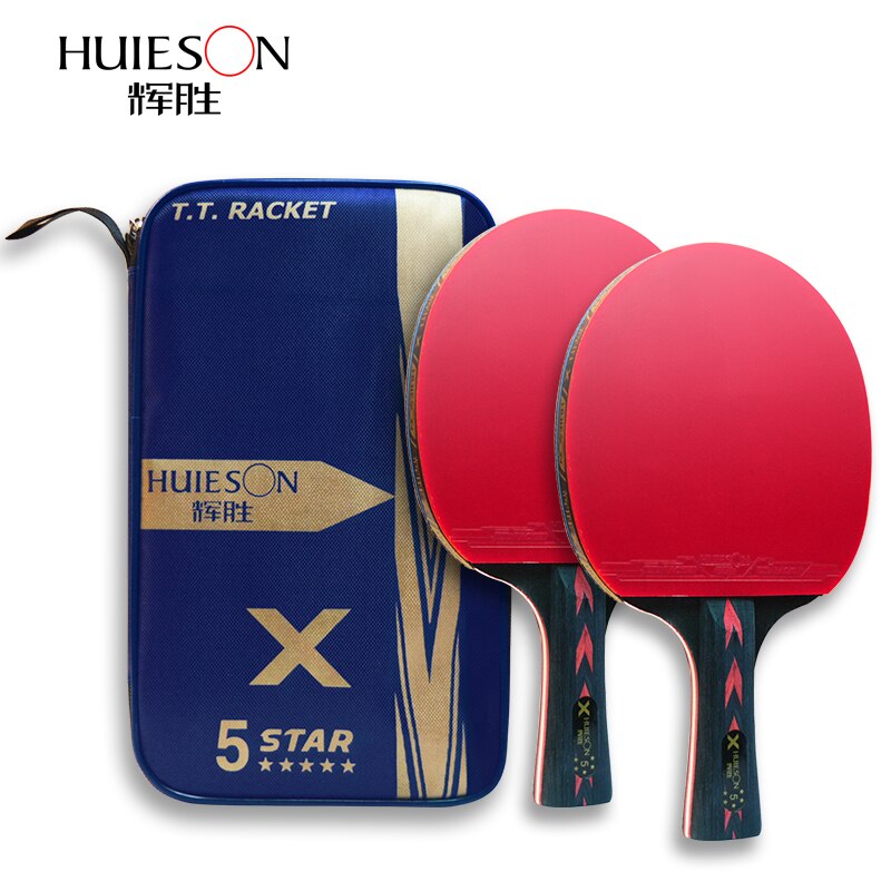 Huieson-Tabla de carbono de 5 estrellas conjunto de raqueta de tenis, potente pala de Ping Pong, bate de buen Control, ligero para adolescentes, entrenamiento, 2 uds.