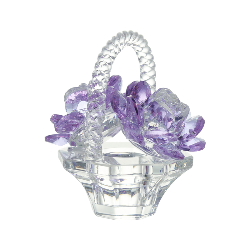 Blomkorg kristallprydnad figurin konstdekoration för hembord mittpunkt bröllop kontor vardagsrum tv-hylla dekoration: Ljusgrå