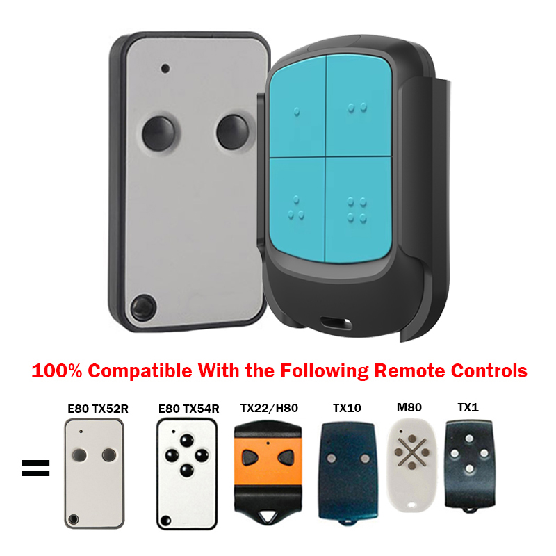 Control remoto para puerta de garaje ROGER E80 TX52R TX54R H80 M80 TX1 TX10 TX22 de 433 MHz. Comandos de control para puerta corrediza.