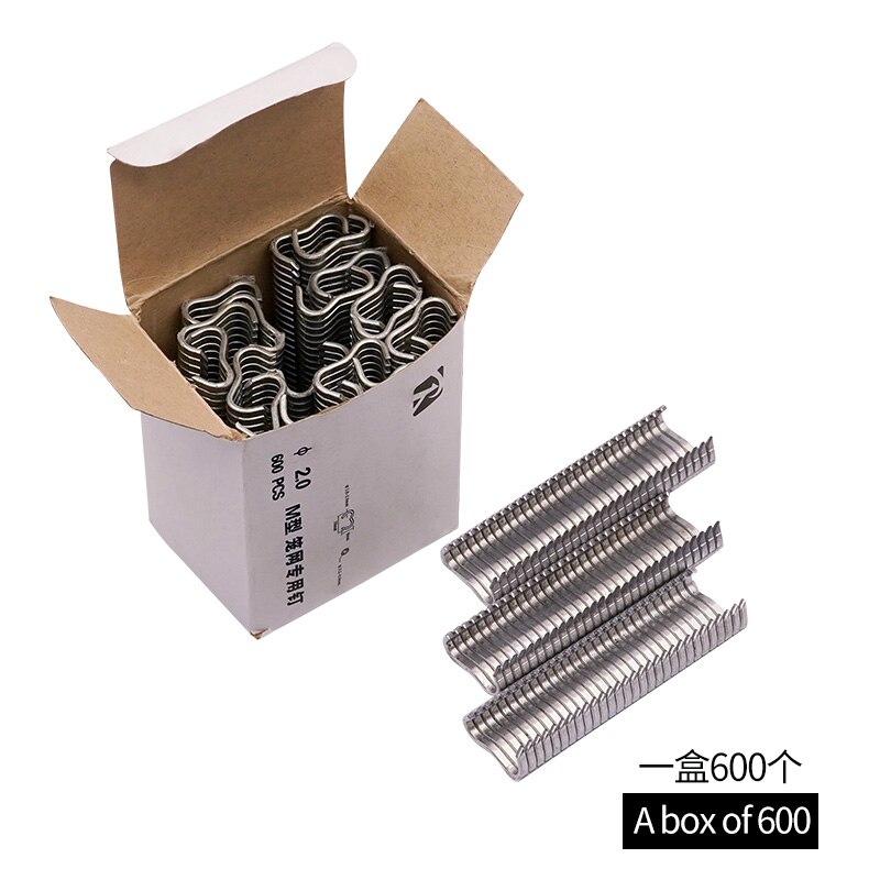 Hog Ring Plier Tool and 600Pcs M Clips Staples Chicken Mesh Cage Wire Fencing Caged Clamp Rabbit Cage Fixing Forceps: 600nails