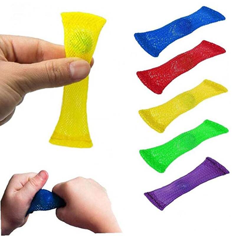 Fidget Toys Anxiety Therapy Toys Braided Mesh Tube with Marble Stress Relief Toy for Kid Adult