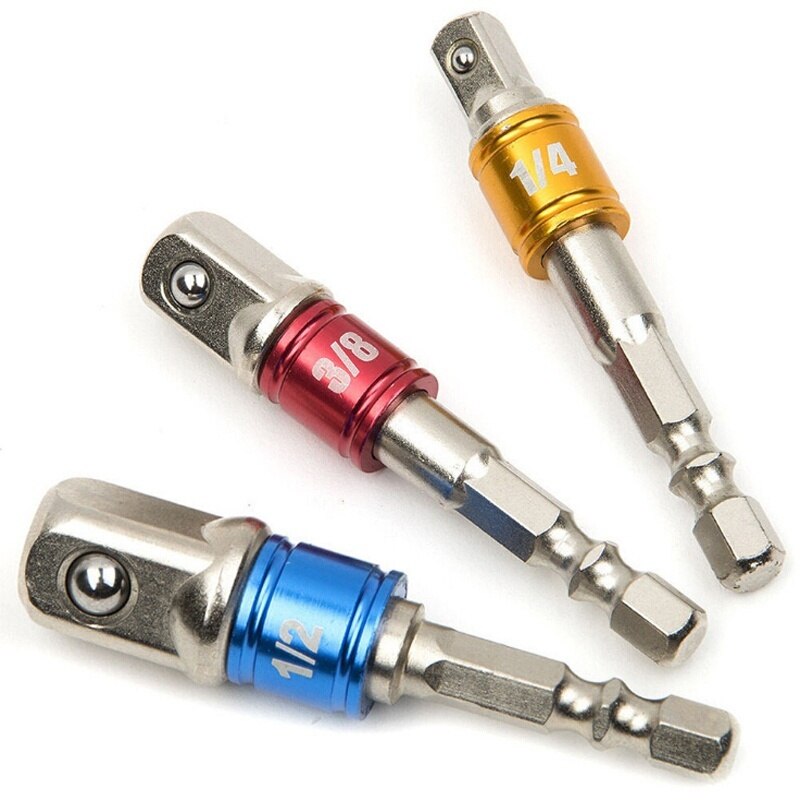 Wrench Socket Adapter Hex Shank Adapter Drill Converter Reducer Air Impact Craftsman Socket Wrench Adapter Hand Tools Set Repair: 3Pcs