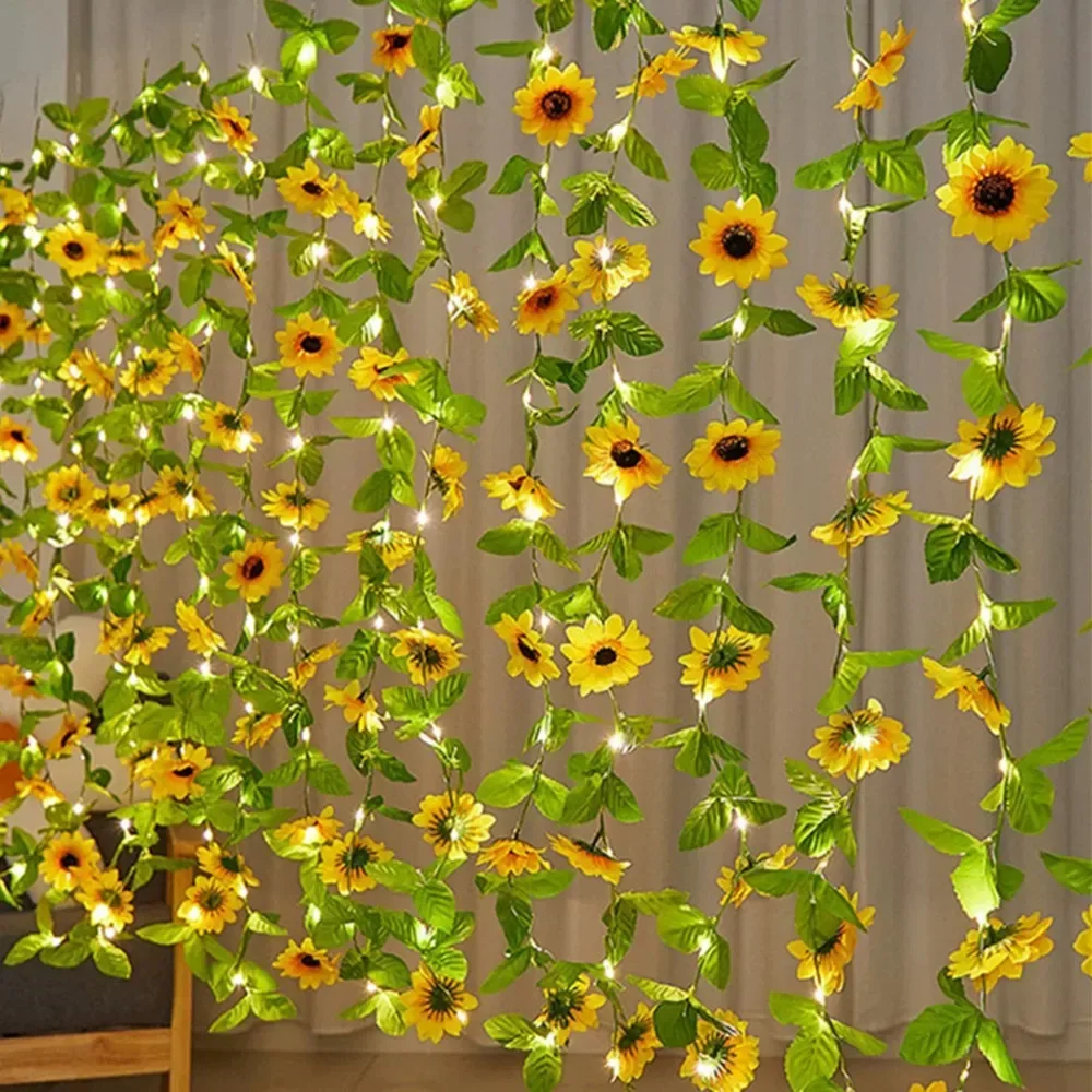 Solar String Light Kunstmatige Leaf Garland Verjaardag Decoratie Outdoor Kamer Gordijn Lamp voor Bruiloft Tuin 100/50/20LED