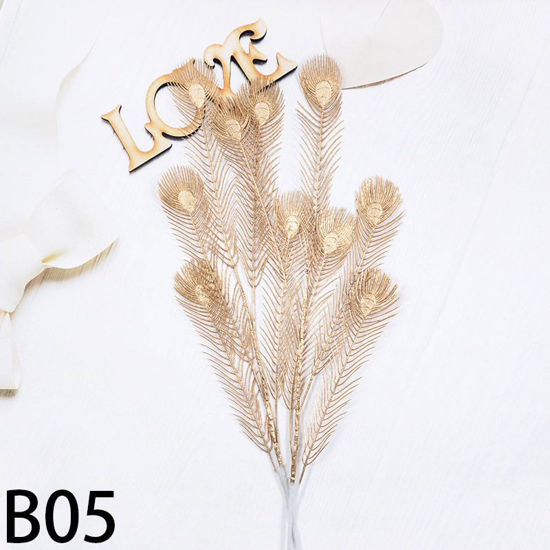 Plantes artificielles dorées en plastique pour décoration de Noël, simulation de fleurs, maison, salon, fête de mariage: Or