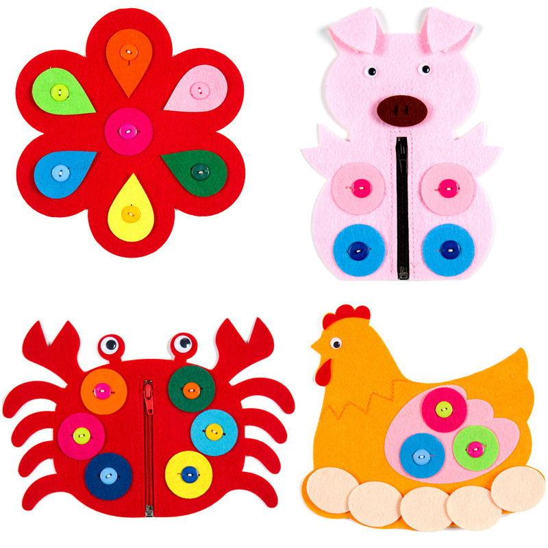 Boutons à fermeture éclair à main, enseignement manuel de la maternelle, bricolage tissu à tisser, jouets éducatifs d'apprentissage précoce pour enfants, aides Montessori