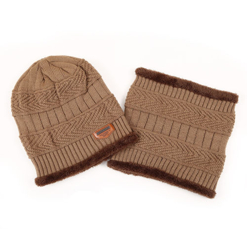 Brand Mode Vrouwen Mannen Camping Hoed Winter Beanie Baggy Warme Wol Fleece Ski Cap + Halsdoek Sjaals 2 stks Set