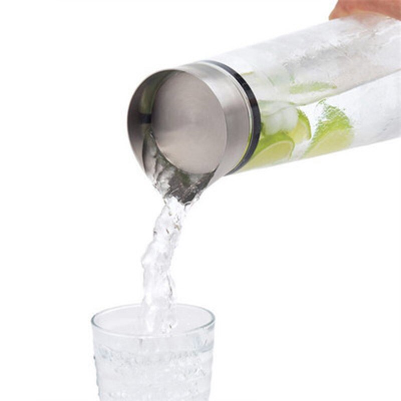2- stykke sæt rustfrit stål låg glas juice kande koldt vandflaske borosilikat varmebestandig koldt vandflaske