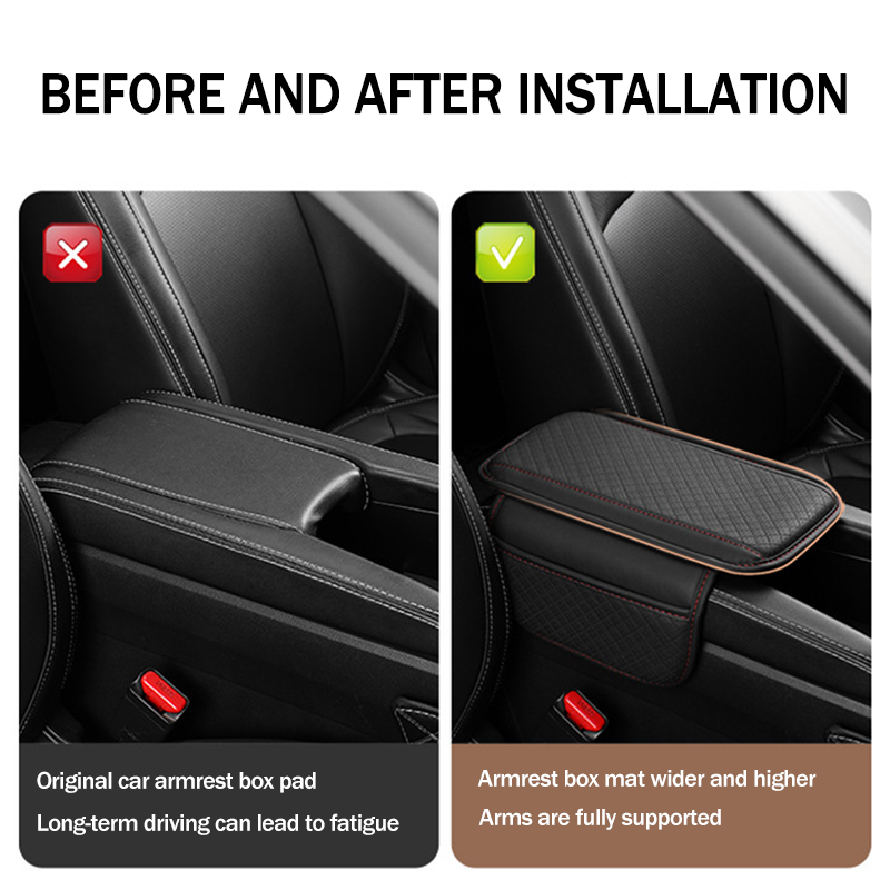 Nuovo tappetino per bracciolo per auto in pelle PU, cuscino di protezione per consolle centrale, braccioli per auto, scatola di immagazzinaggio, accessori interni per auto