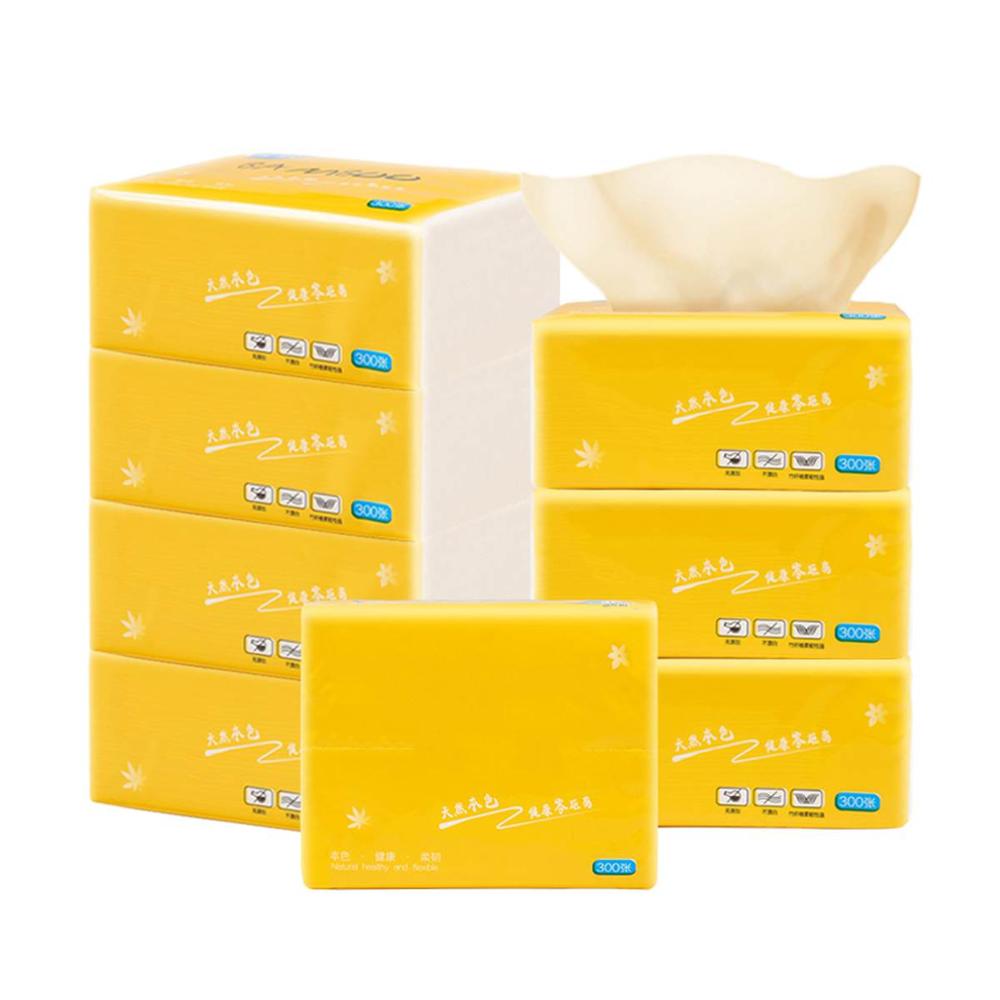 8 Packs 3 Lagen Bamboe Pulp Facial Weefsels Milieuvriendelijk Gerecycleerd Papier Thuisgebruik Zachte Diner Servetten (300 Stks/pak) toiletpapier