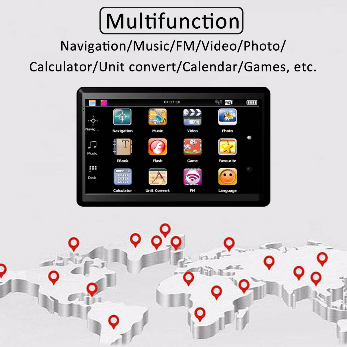 Car GPS Navigation 7 Inch Touch Screen GPS Navigator Truck Sat Nav 256M+8G Australia Map GPS Navigators FM / Video Support