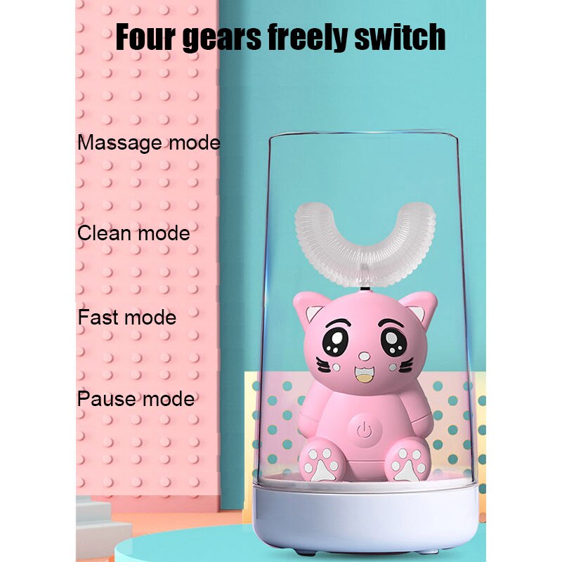 Smart U-Shaped Electric Toothbrush Kids Silicon Automatic Ultrasonic Teeth Tooth Brush Cartoon Pattern Children 360 Degrees Home