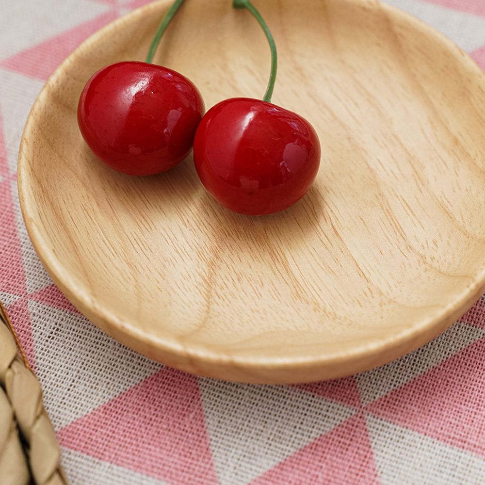 Japanese Simple Log Anti-fall Tray Wooden Dinner Plate Round Wooden Fruit Plate