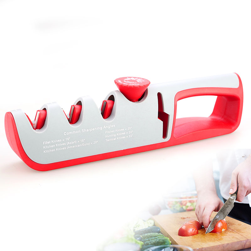 Knife Sharpener Adjustable Manual 4 Stages Scissors Sharpening Stone Kitchen Grinder knives Whetstone Angle Sharpener Tool: black