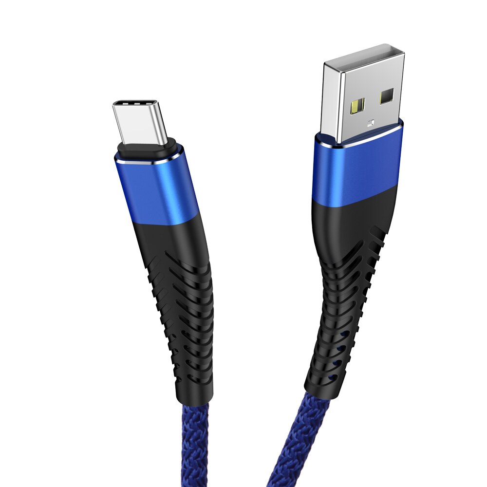 Câble USB 3A Type C pour recharge rapide et transfert de données, cordon de chargeur pour téléphone Xiaomi Mi 11 10, Samsung S20, S21, A51, A52, Huawei P30, P40: Bleu / 20 cm
