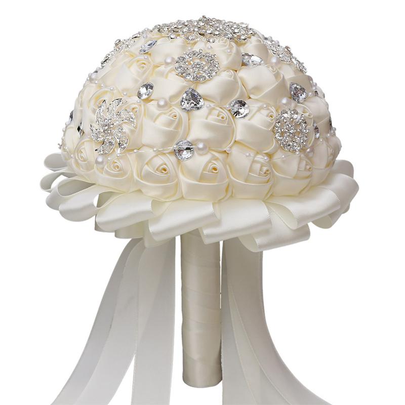 Bruid Bruiloft Boeket Lint Bruidsboeket Bloem Bridal Bruid Bruiloft Boeket: Ivory