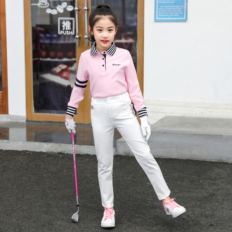 Golf sportstøj børn golfbukser drenge piger lange bukser høj elastisk talje svedbukser piger golfbukser  d0857