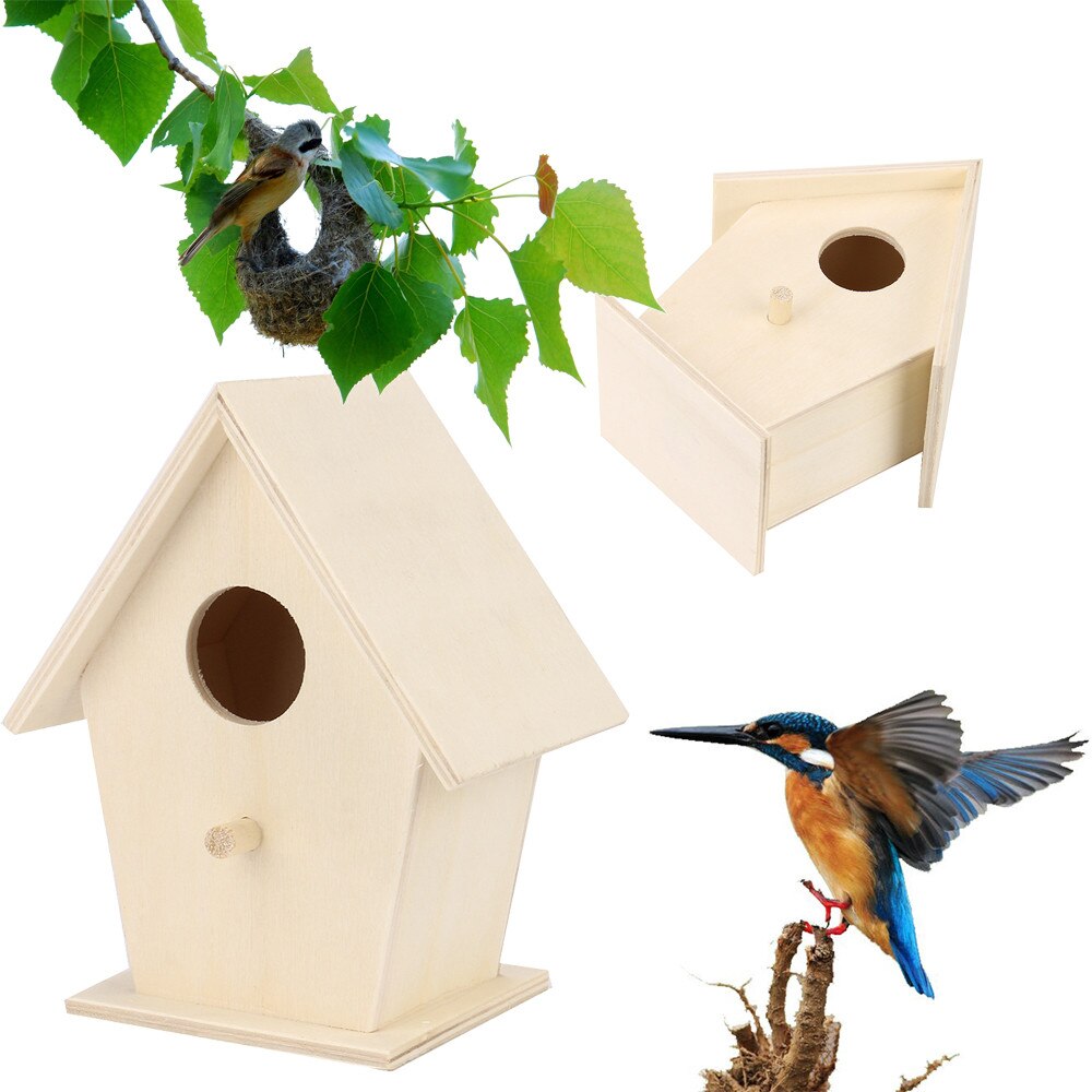 Creatieve Vogel Huis Nest Muur Gemonteerde Houten Outdoor Vogelnest Vogelhuisje Houten Doos Vogelkooi Papegaaienkooi #35