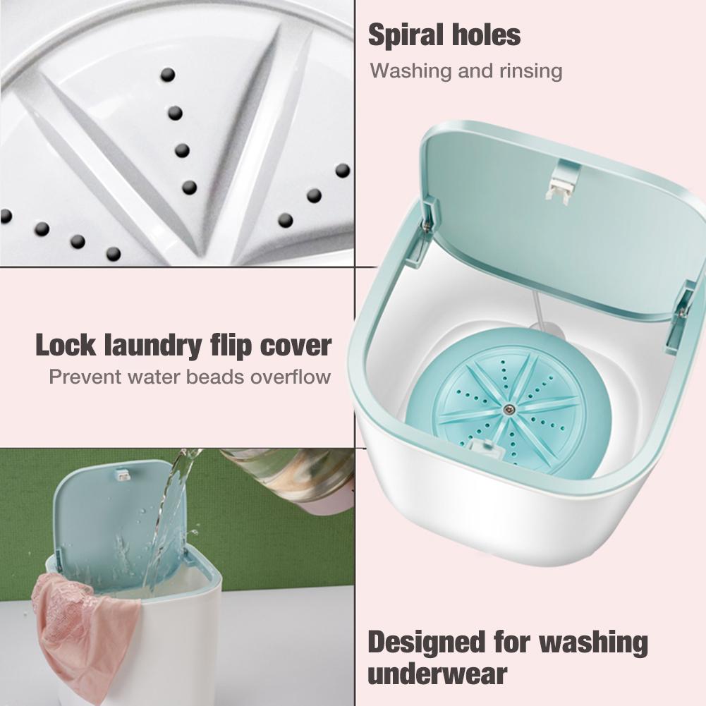 6 Functions Mini Washing Machine Set Electric Ultrasonic Turbine Washer Household Small Portable USB Super Shock Wave Washer