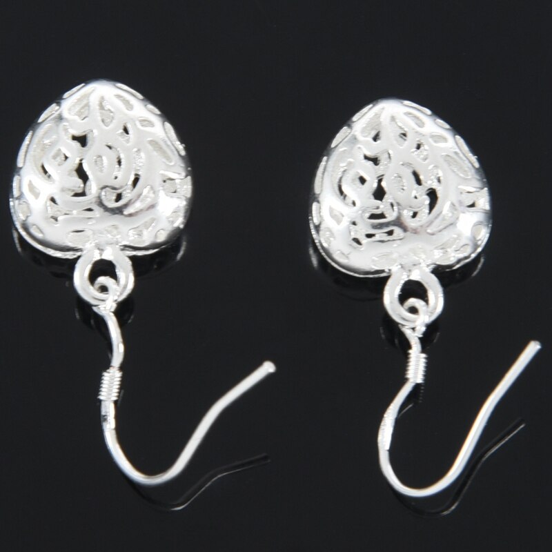 Dangling earrings - Women - heart - silver plated