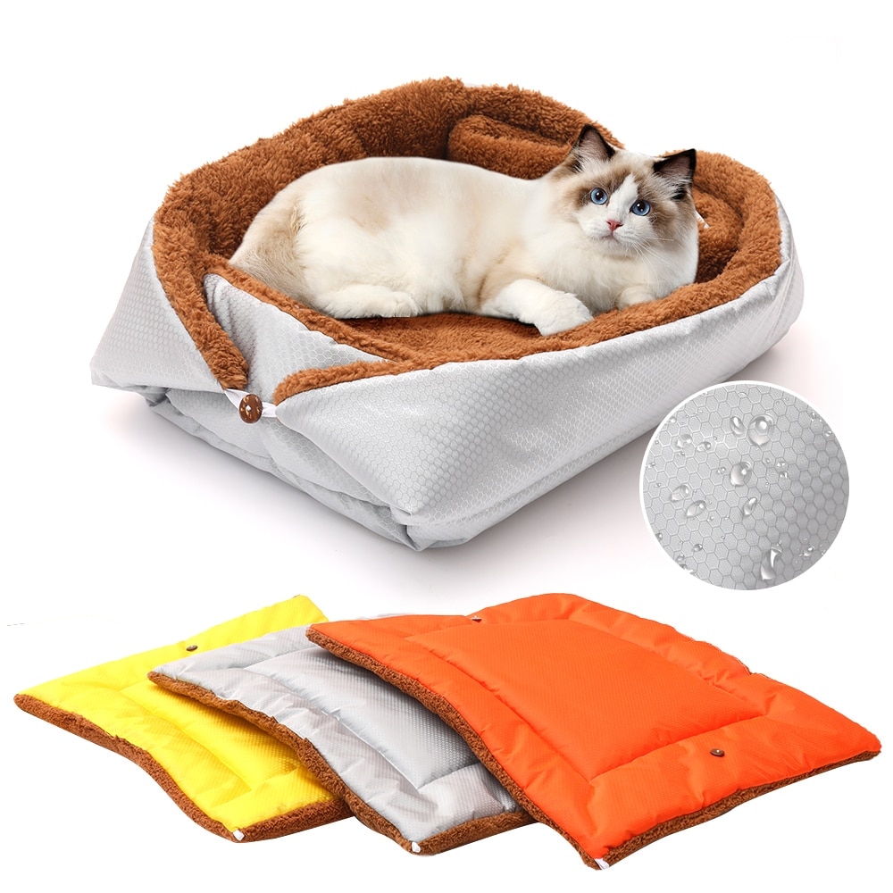 Ciepłe łóżko dla kota łóżko dla psa dom wodoodporne gniazdo dla obroża dla kociaka pieska artykuły dla zwierząt miękki polarny zwierzęta placki kot ciepłe łóżko