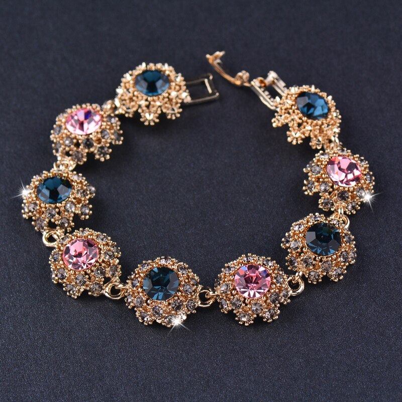 SINLEERY Vintage zircon cubique fleur Bracelet Antique or couleur chaîne Bracelet creux pour les femmes bijoux SL441 SSP: SL441B