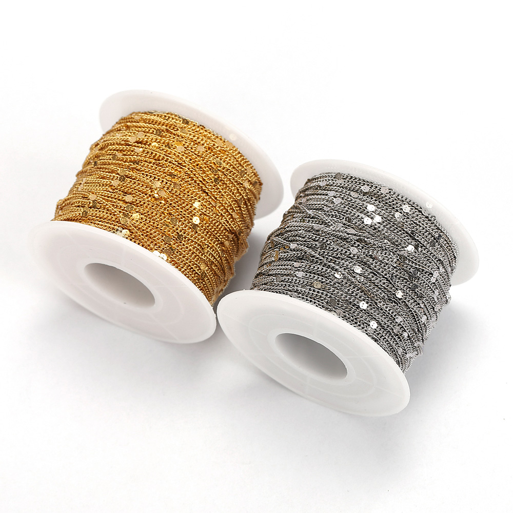 10 metros/rollo de cadena dorada de acero inoxidable, collar, cadena de eslabones, accesorios para pulseras, componentes de fabricación de joyas, bricolaje hecho a mano