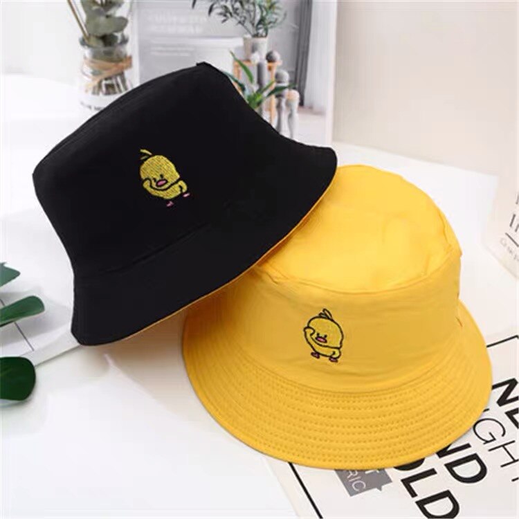 Chapeau De Pêcheur Imprimé Mouette - Double Face, Bord Réfléchissant - Noir - Unisexe