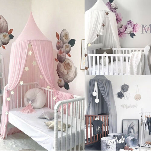 Kids baby bed canopy bedcover myggenet gardin sengetøj kuppel telt værelse indretning