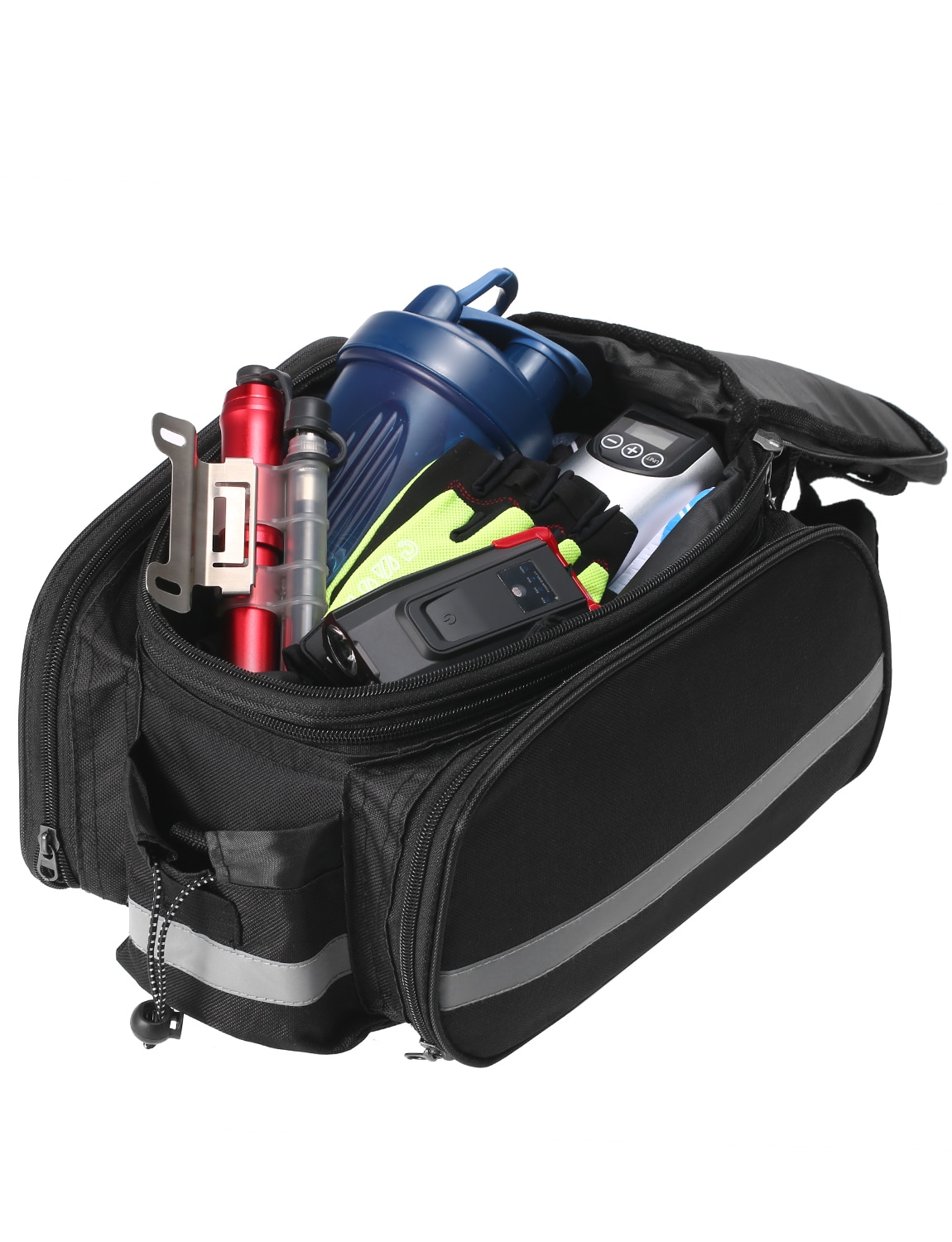 Bicycle Bag Removable Carrier Rear Rack With Reflective Strips 25L Bike Saddle Bag Accessories Travel Zipper Pannier Waterproof